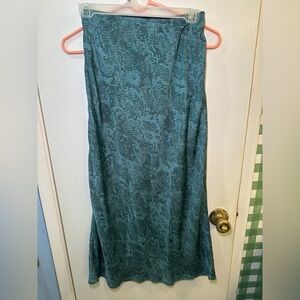 Jade Green Snake Skin Midi Skirt